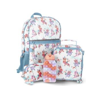 Wonder Nation Floral Fox Backpack Set with Pop Bubble Bottle